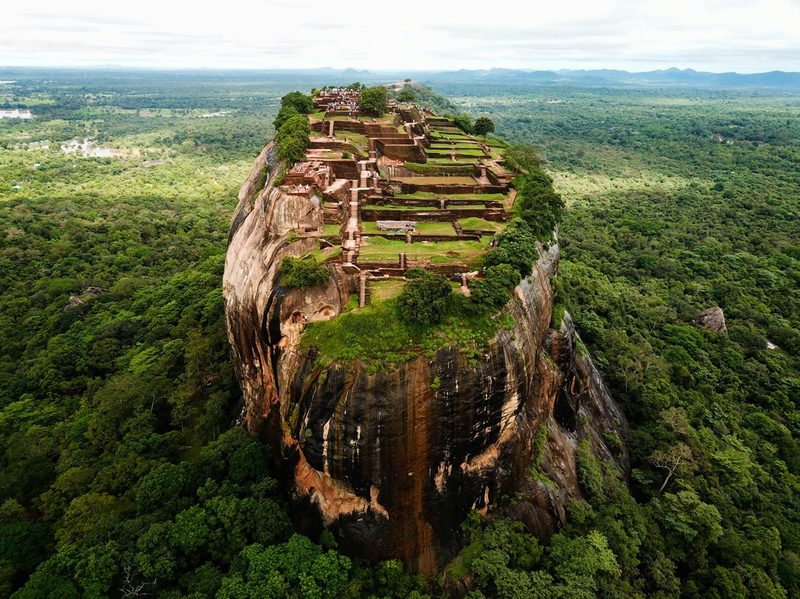 Aerial view of Sigiriya Lion Rock fortress in Sri Lanka